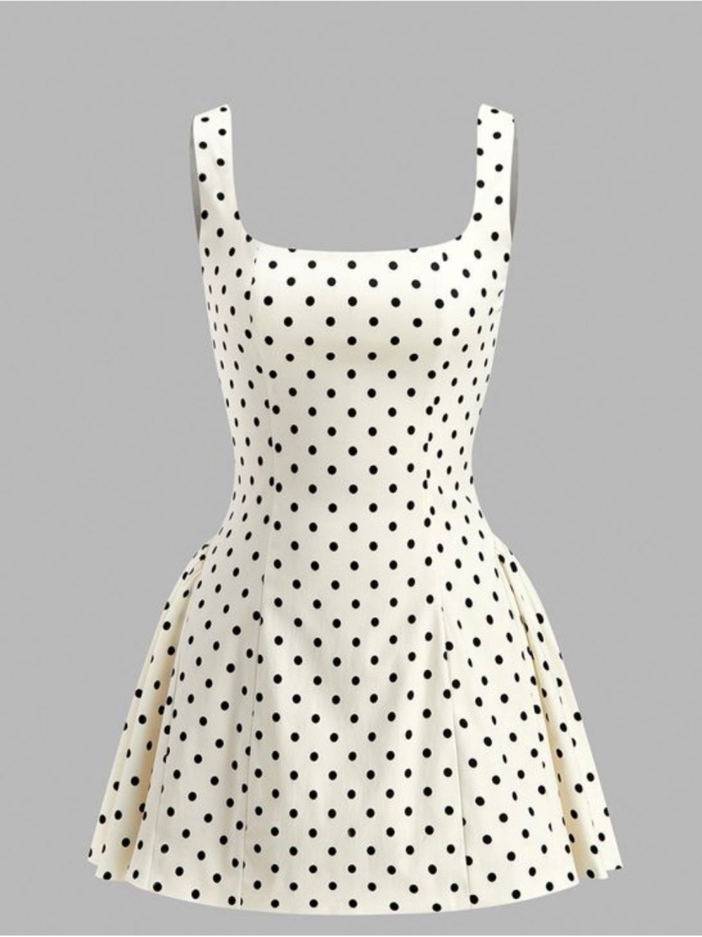 ✨Commense✨White Mini Dress with Black Polka Dots